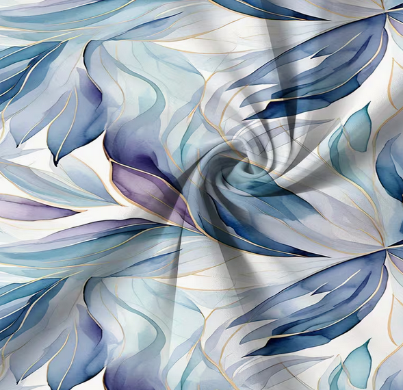 Feuilles bleues et mauves