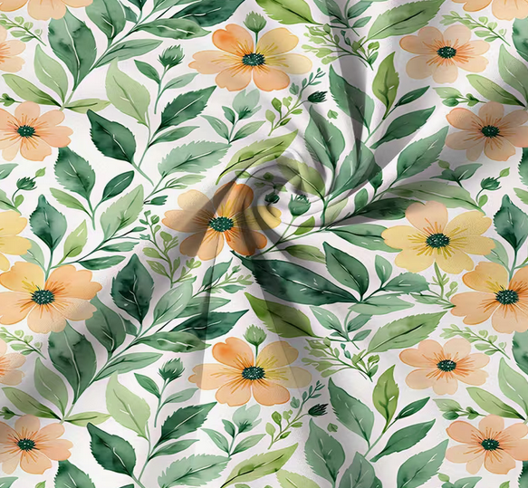 Fleurs oranges et feuilles vertes