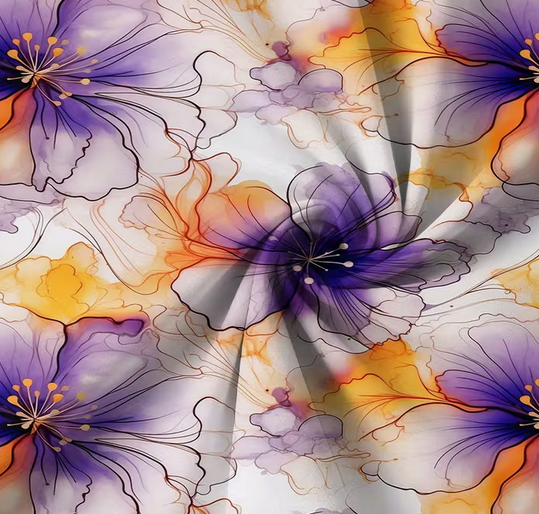 Fleurs oranges et violettes