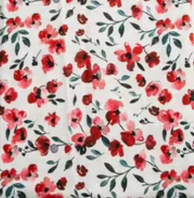 Petites fleurs rouges fond blanc